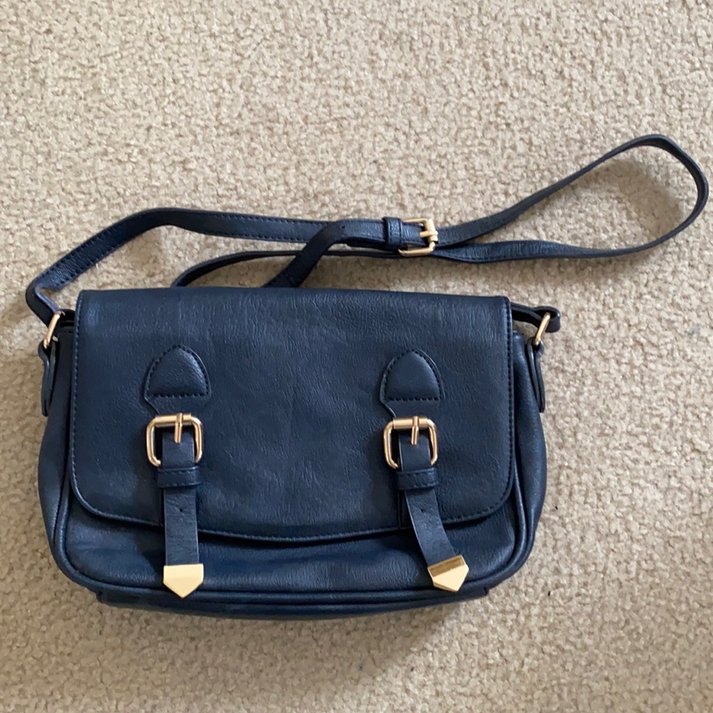 Blue Vegan Leather Crossbody